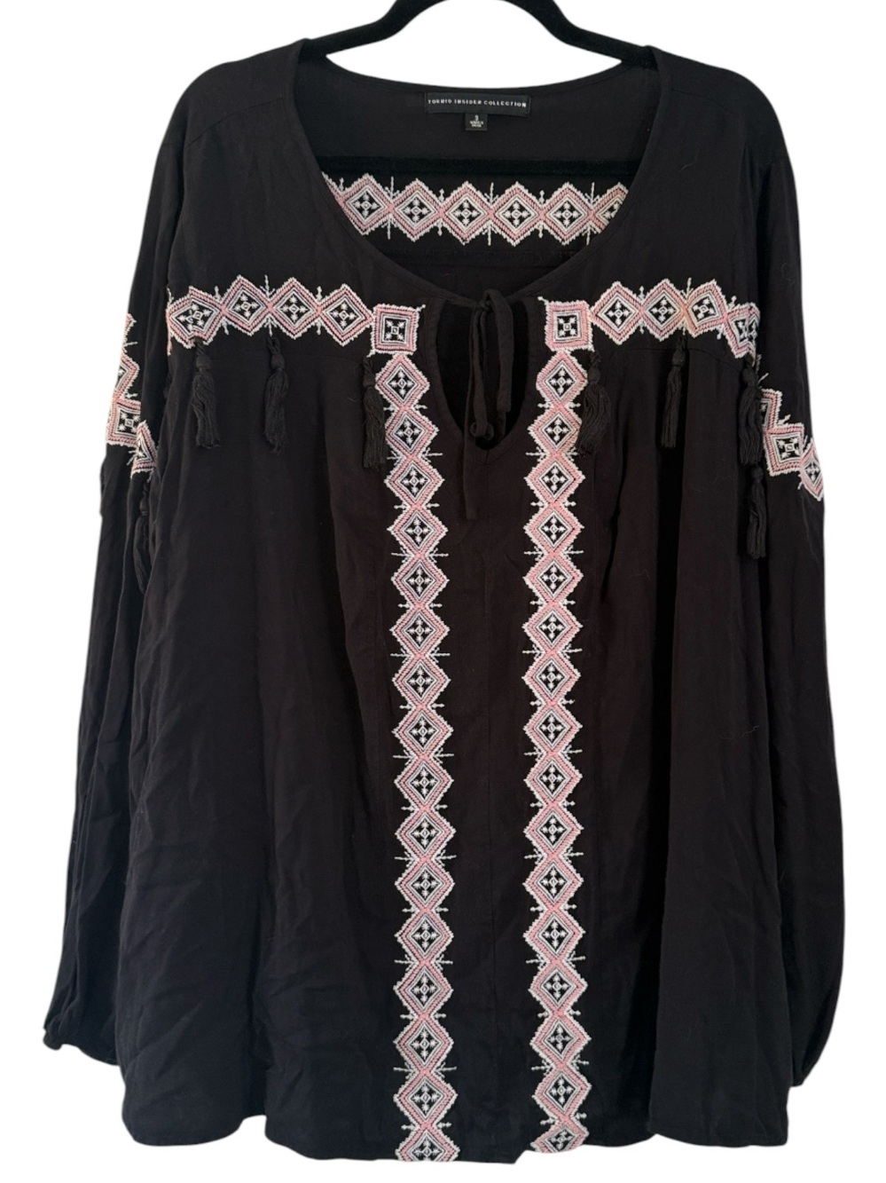 Torrid Insider Collection Long Sleeve Blouse with Tassels and Embroidery